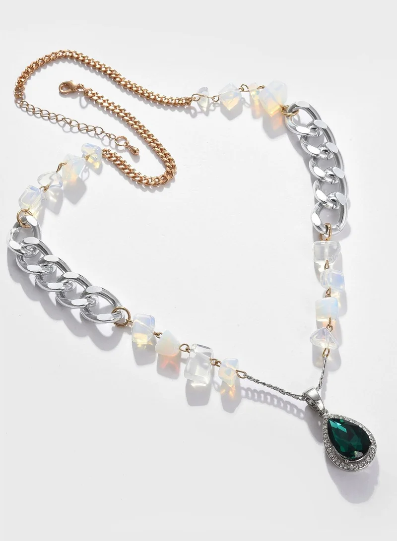 SOHI Silver Plated Designer Stone Necklace