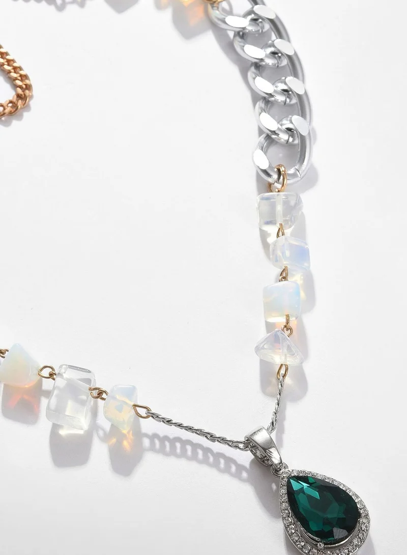 SOHI Silver Plated Designer Stone Necklace