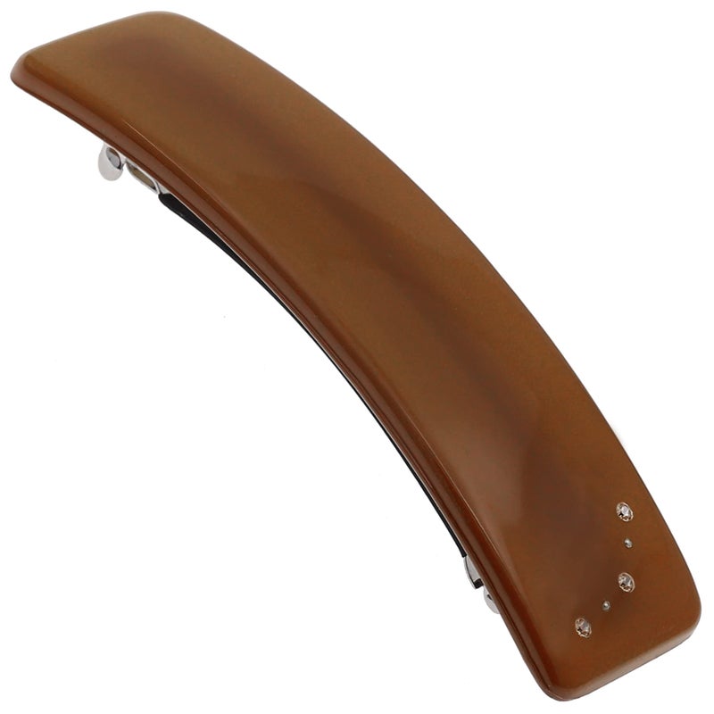 Camila Paris CP3443 French Hair Barrette Clip for Girls Caramel Rubberized Automatic Clasp Strong Hold Grip Hair Clips for Women No Slip and Durable Styling Girls Hair Accessories Made in France