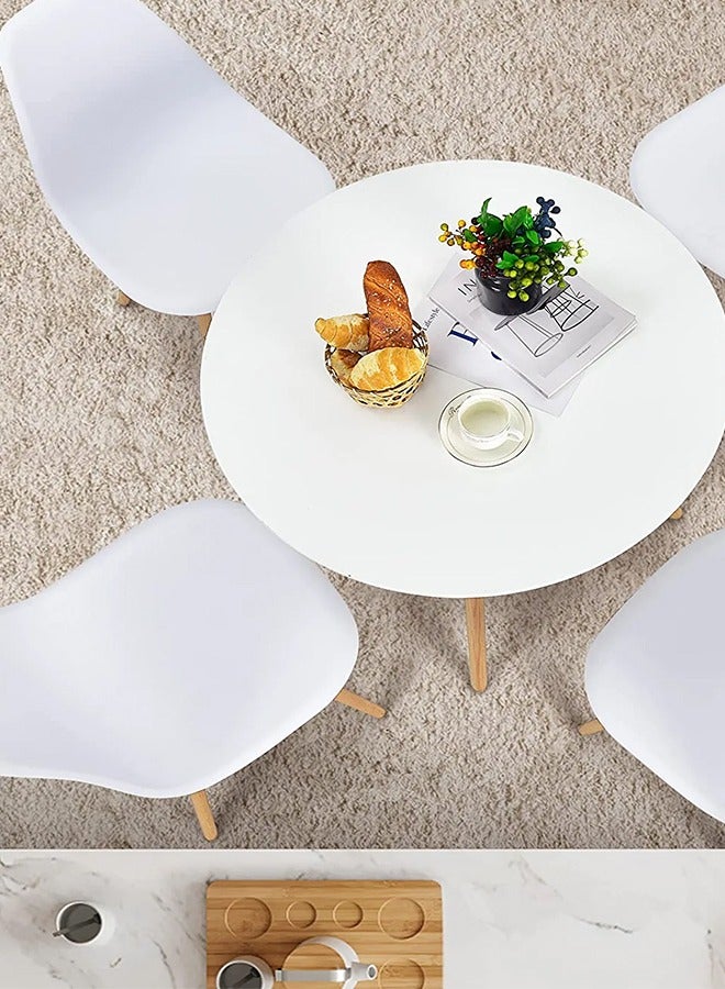 Generic Round Dining Table And  Chair White Kitchen Table White Dining Table with MDF Top Modern Style (4 chairs and 1 table)  - Image 4