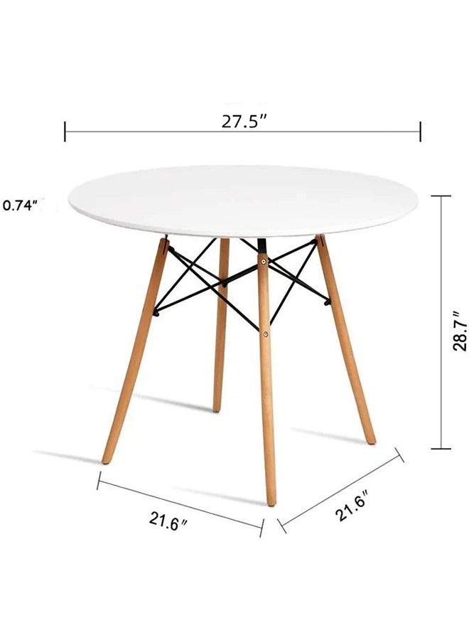 Generic Round Dining Table And  Chair White Kitchen Table White Dining Table with MDF Top Modern Style (4 chairs and 1 table)  - Image 5
