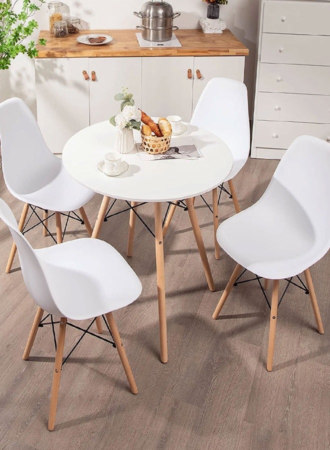 Generic Round Dining Table And  Chair White Kitchen Table White Dining Table with MDF Top Modern Style (4 chairs and 1 table)  - Image 2