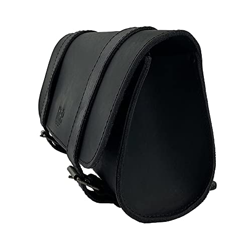 Hide & Drink, Motorcycle Handlebar Bag with 2 Adjustable Straps, Tool Organizer, Motorbike Pouch, Saddle Bag for Bike Commuters, Barrel, Full Grain Leather, Handmade, Charcoal Black - Image 5