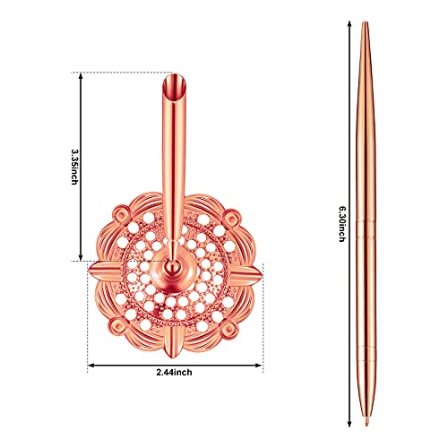 Outus 2 Pieces Wedding Pens for Guest Book Pen with Metal Hollow Round Holder Stand Set for Wedding Bridal Engagement Reception SuppliesRose Gold - Image 3