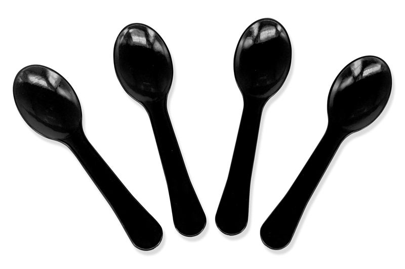 Gmark 100pc 3Inch Taster Spoons Plastic Mini Spoons Black Clear Best for Chocolate Coffee flavor Ice Cream Spoons Dessert Spoons Black 1 Box Set GM1002H