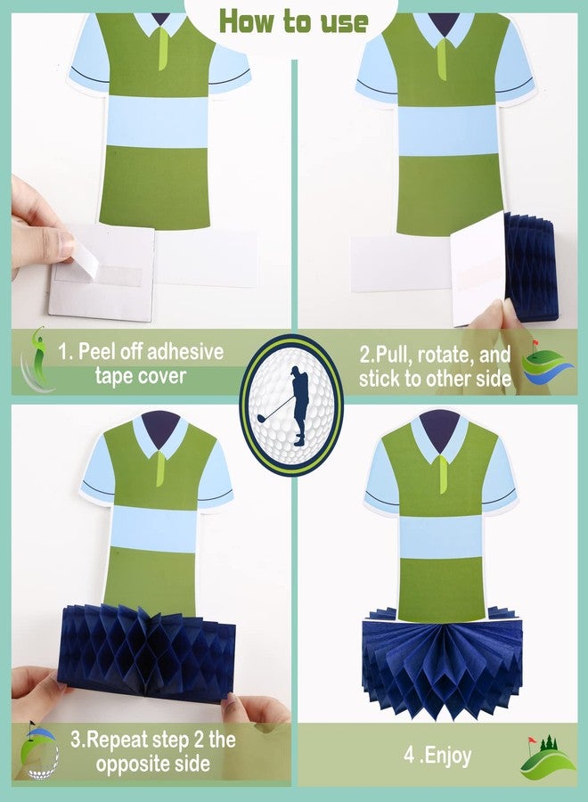 تيلينغ 12 قطعة من ديكورات حفلات الجولف على شكل قرص العسل لتزيين الطاولات وغطاء الكعك ومستلزمات حفلات الجولف لحفلات أعياد الميلاد وديكورات رياضية، 12 طرازًا (كلاسيكيًا) - Image 4