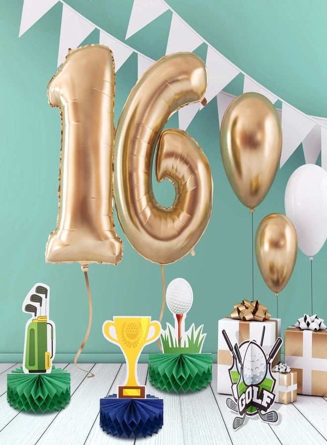 تيلينغ 12 قطعة من ديكورات حفلات الجولف على شكل قرص العسل لتزيين الطاولات وغطاء الكعك ومستلزمات حفلات الجولف لحفلات أعياد الميلاد وديكورات رياضية، 12 طرازًا (كلاسيكيًا) - Image 5
