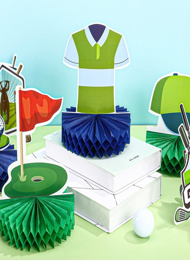 تيلينغ 12 قطعة من ديكورات حفلات الجولف على شكل قرص العسل لتزيين الطاولات وغطاء الكعك ومستلزمات حفلات الجولف لحفلات أعياد الميلاد وديكورات رياضية، 12 طرازًا (كلاسيكيًا) - Image 3