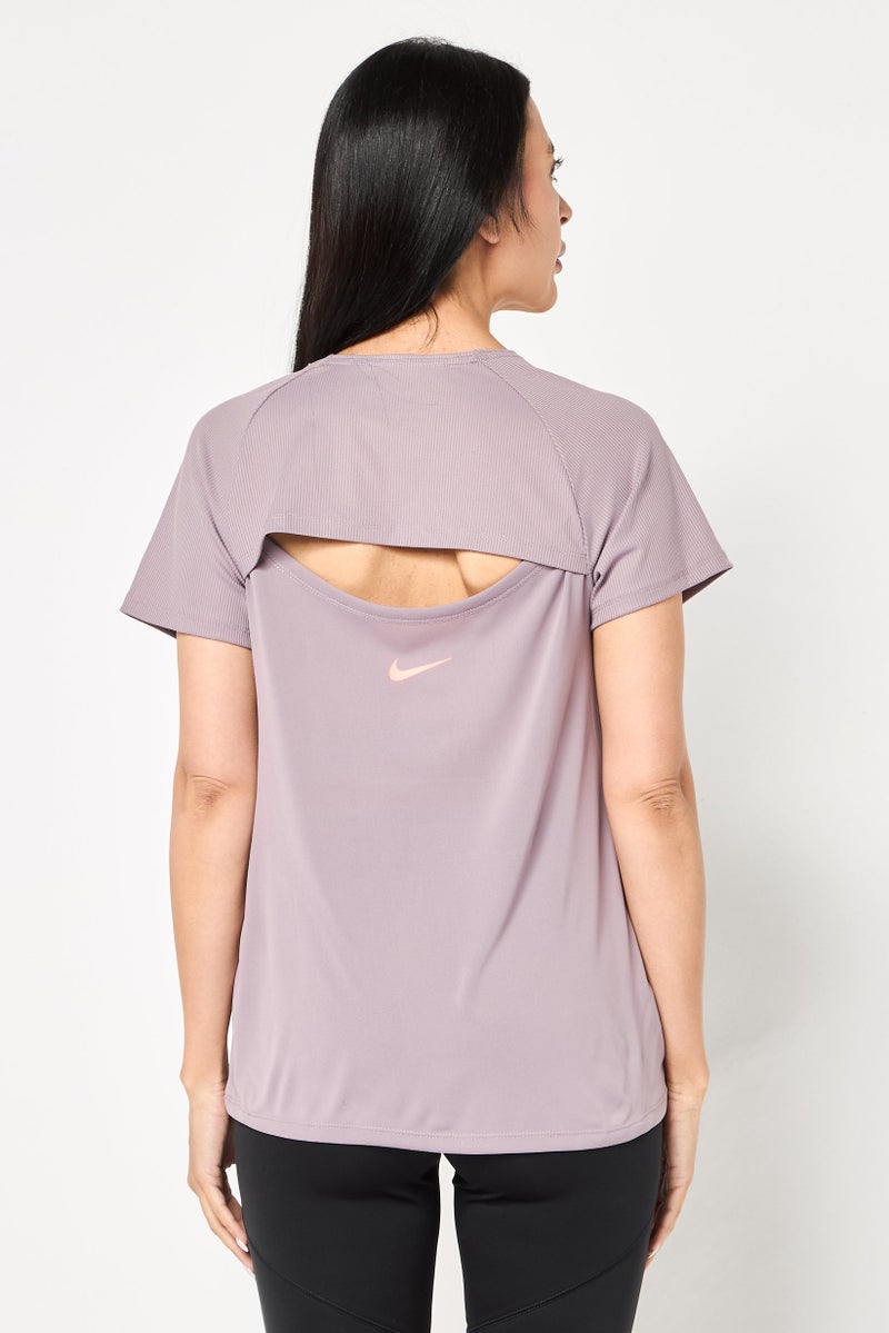 Nike Women Standard Fit Short Sleeve Running T-Shirt, Lavender - Image 4