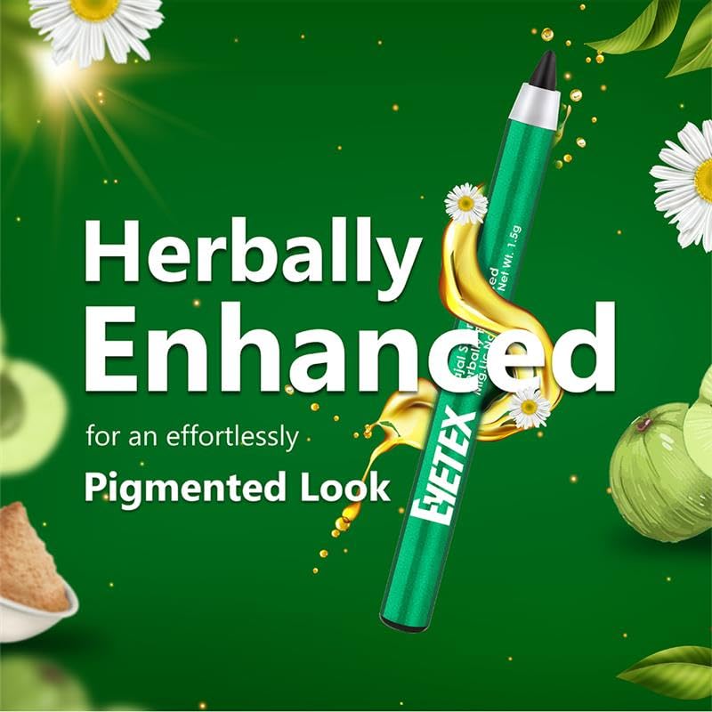 Eyetex Kajal Supreme Herbally Enhanced, 1.5g, Pack of 6, Whole Sale Pack, Deep Black Matte Finish, Smudge-Proof, Water-Resistant, Vegan, Extracts of Aloe & Carnauba, 6-hr stay, Built-In Sharpener. - Image 2