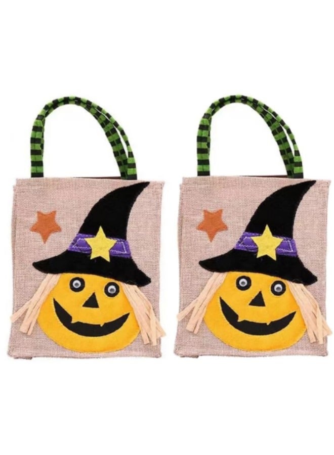 2-Piece Reusable Canvas Bag Trick or Treat Gift Bags Non-Woven Tote Bag  - Image 1