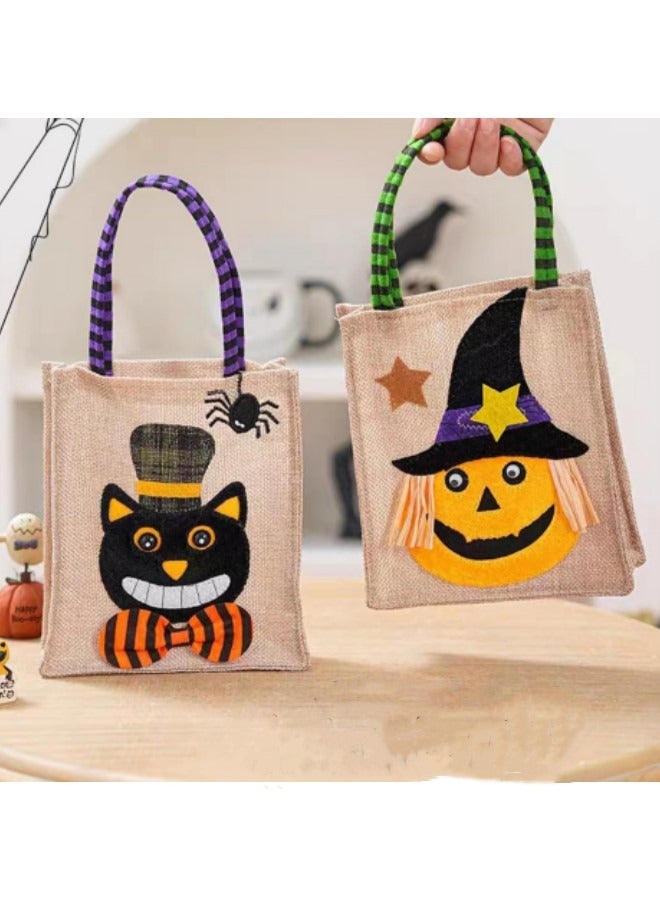2-Piece Reusable Canvas Bag Trick or Treat Gift Bags Non-Woven Tote Bag  - Image 3