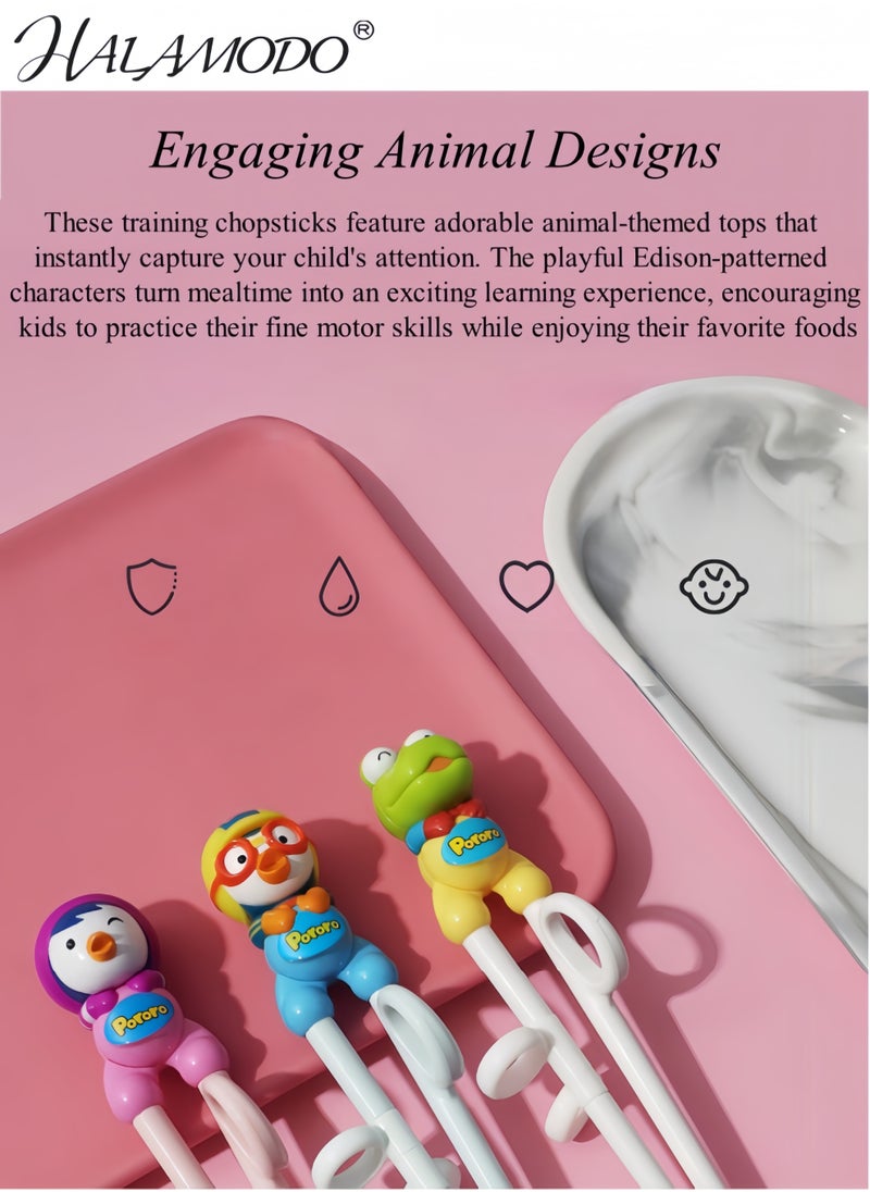 HALAMODO Kid Chopsticks, Training Chopsticks with Animals, Petty Edison Pattern Training Chopsticks for Toddler Beginners Baby Children  - Image 2