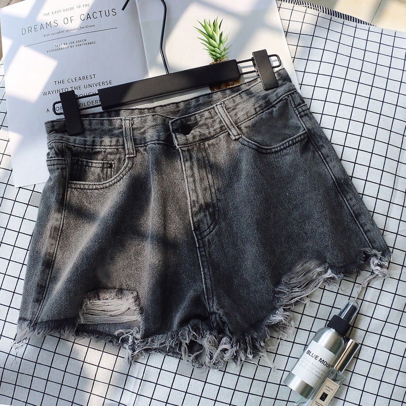 Summer High Waist Denim Shorts Women'S Spice Girls High Street Ins Slimming Loose Ripped Wide Legs Large Size A- Line Trendy Pants - Image 2