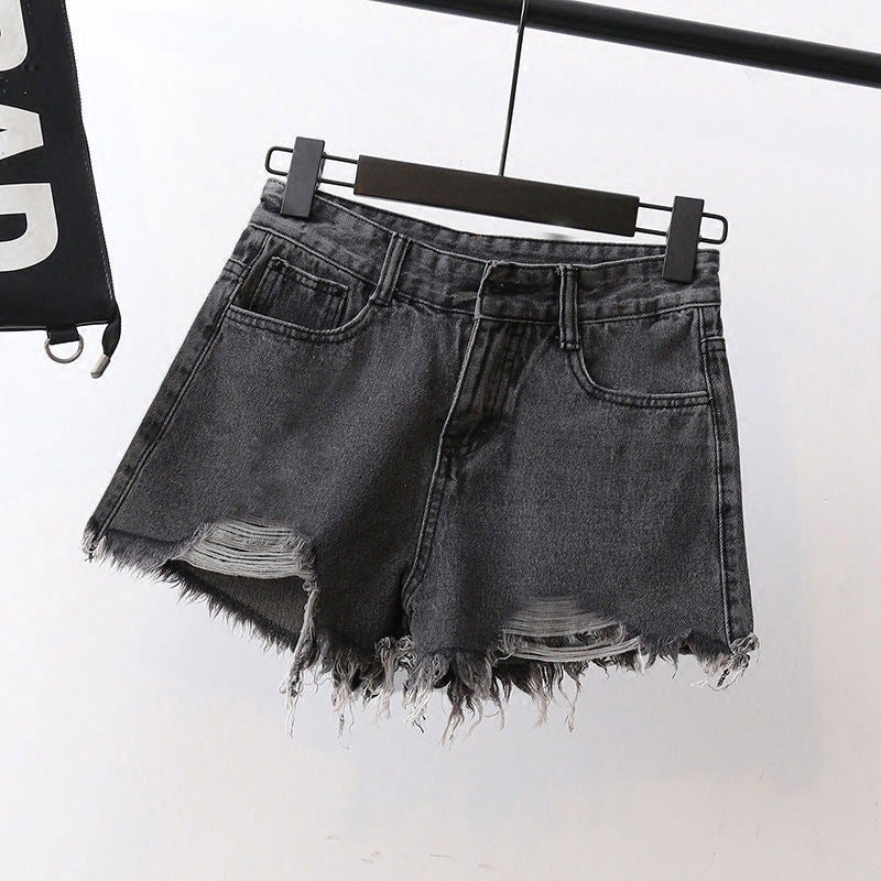 Summer High Waist Denim Shorts Women'S Spice Girls High Street Ins Slimming Loose Ripped Wide Legs Large Size A- Line Trendy Pants - Image 4