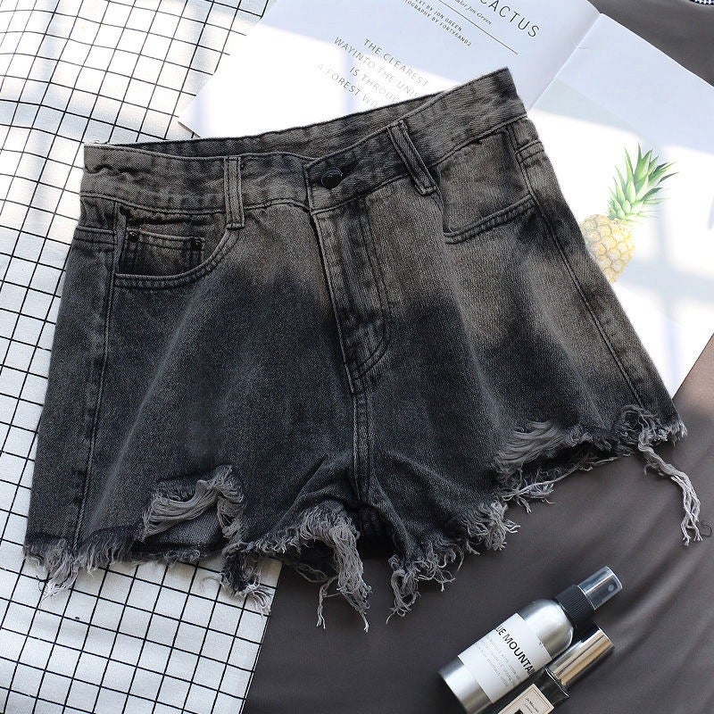 Summer High Waist Denim Shorts Women'S Spice Girls High Street Ins Slimming Loose Ripped Wide Legs Large Size A- Line Trendy Pants - Image 3