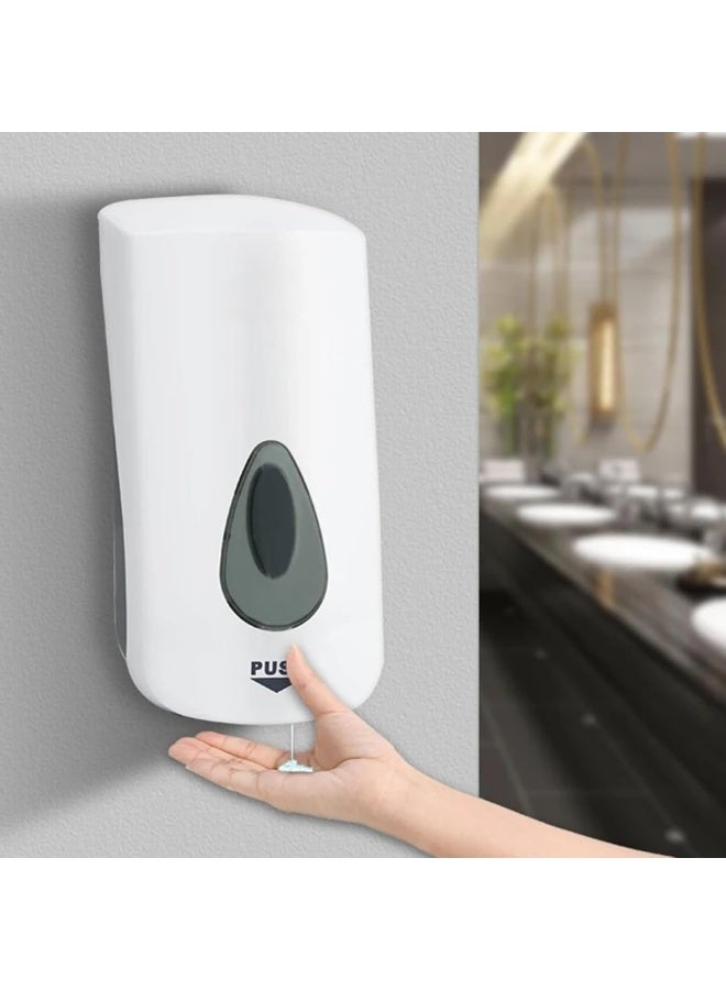 AKC 1LTR Manual Hand Soap Dispenser - Wall Mounted Plastic Double Soap Dispenser for Bathroom & Commercial Use, Disinfection Liquid Spray Machine (White, 1 Liter) - Image 2