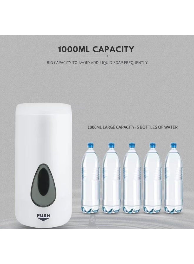 AKC 1LTR Manual Hand Soap Dispenser - Wall Mounted Plastic Double Soap Dispenser for Bathroom & Commercial Use, Disinfection Liquid Spray Machine (White, 1 Liter) - Image 5