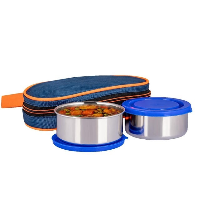 PREMIUM STAINLESS STEEL 2 LUNCH BOX SET WITH THERMAL BAG - LUNCH BOX FOR KIDS AND LUNCH BOXES FOR OFFICE MEN - AIRTIGHT & INSULATED FOOD TIFFIN