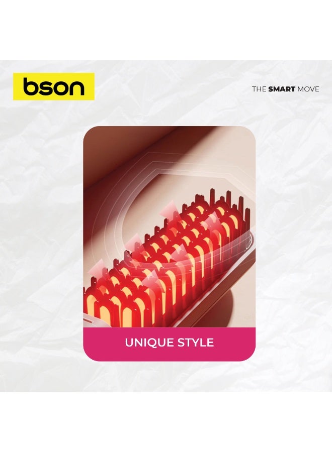 BSON مشط فرد وتجعيد الشعر اللاسلكي 2 في 1 مع 3 إعدادات حرارة - 200 مليون أيون سالب، عمر بطارية طويل، تصميم محمول خفيف الوزن، غطاء واقي للاستخدام أثناء السفر - Image 3