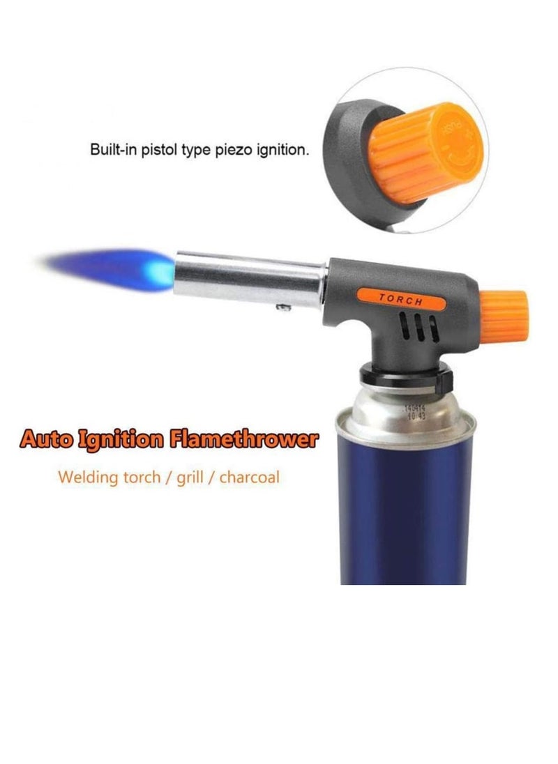 Multi-Purpose Butane Propane Torch, Flame Gun, Kitchen Torch, Cooking Torch, Adjustable Flame, Mini Blow Lighter Gas burner, Culinary Torch for BBQ, Baking, Cooking.