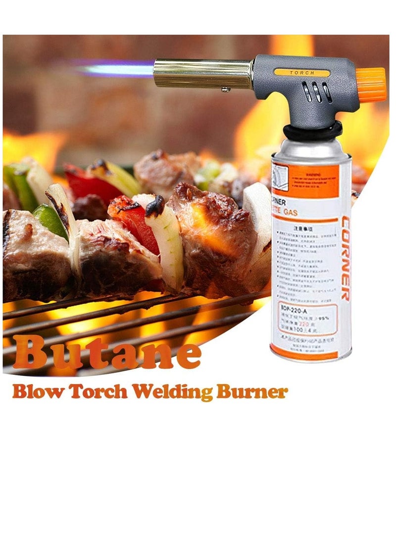 Multi-Purpose Butane Propane Torch, Flame Gun, Kitchen Torch, Cooking Torch, Adjustable Flame, Mini Blow Lighter Gas burner, Culinary Torch for BBQ, Baking, Cooking.