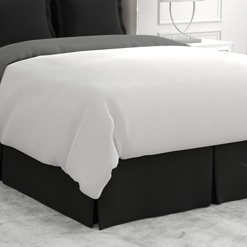Bed Makerâ€™s Never Lift Your Mattress Bed Skirt, Designed for Box Spring Beds, Split Corners, 14 Inch Drop Length, Full, Black