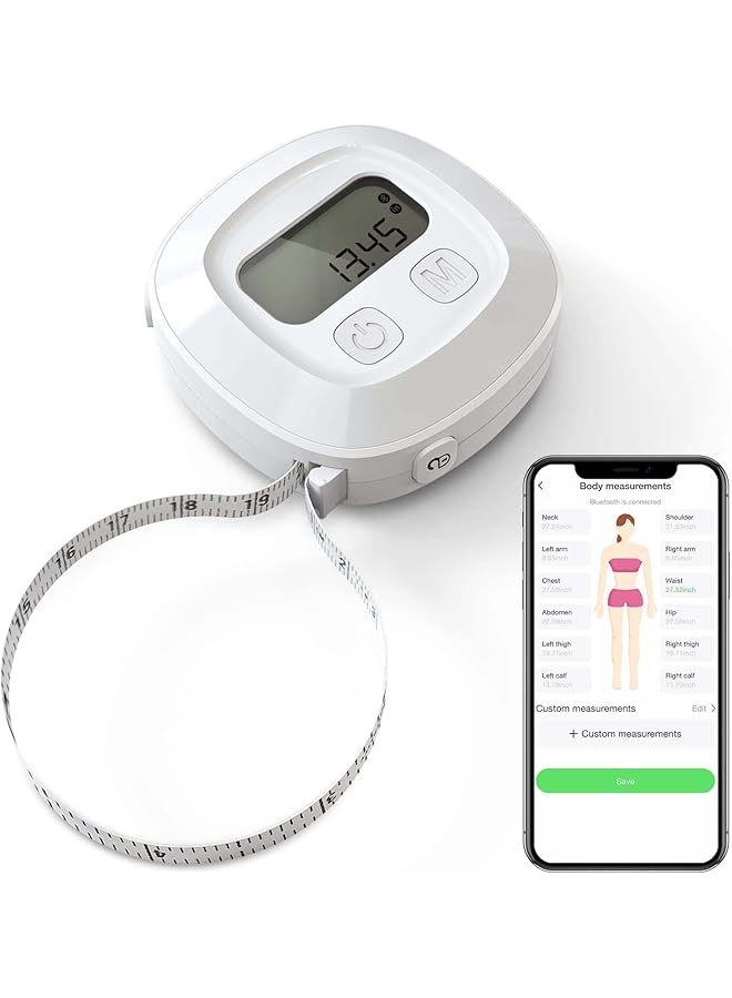 promass Tape Measure for Body, Smart Bluetooth Digital Measuring Tape with App, Retractable Function, Accurate Measurement Tape for Weight Loss, Muscle Gain, Fitness Bodybuilding, Inches & CM - Image 1