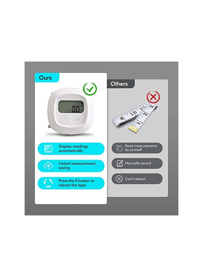 promass Tape Measure for Body, Smart Bluetooth Digital Measuring Tape with App, Retractable Function, Accurate Measurement Tape for Weight Loss, Muscle Gain, Fitness Bodybuilding, Inches & CM - Image 3