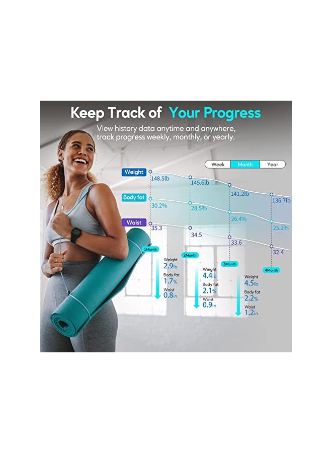 promass Tape Measure for Body, Smart Bluetooth Digital Measuring Tape with App, Retractable Function, Accurate Measurement Tape for Weight Loss, Muscle Gain, Fitness Bodybuilding, Inches & CM - Image 5