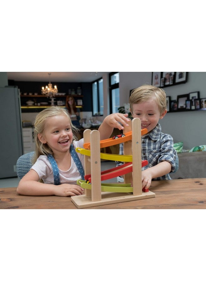 EverEarth Jr. Ramp Racer. Race Track for Toddlers and 4 Wood Cars, Race Car Ramp Set - Image 4