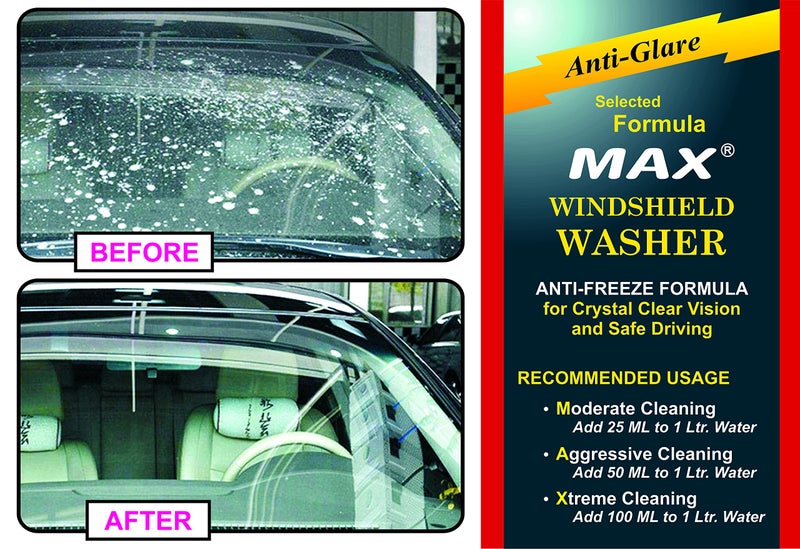MAX Windshield Washer Fluid Concentrate (500 ML) � Anti-Freeze Formula | Car Windshield Cleaner, Streak-Free Wiper Fluid | Lubricates Wipers, Removes Bugs, Grime & Water Spots for Crystal Clear Vision - Image 5