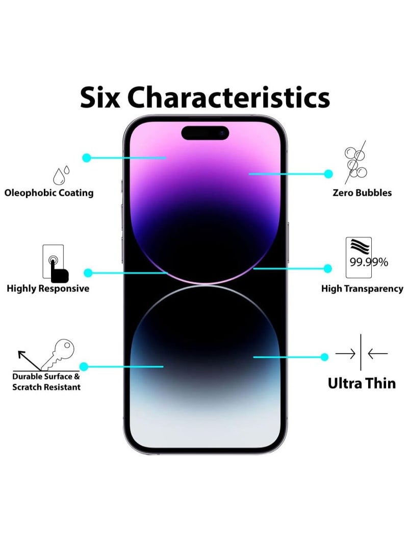 إلترازون واقي شاشة متوافق مع iPhone 14 Pro Max 5G، زجاج مقسى، طبقة حماية مميزة عالية الجودة [مضاد للوهج] [تغطية كاملة عالية الدقة] [سهل التركيب] [صلابة 9H] - Image 2