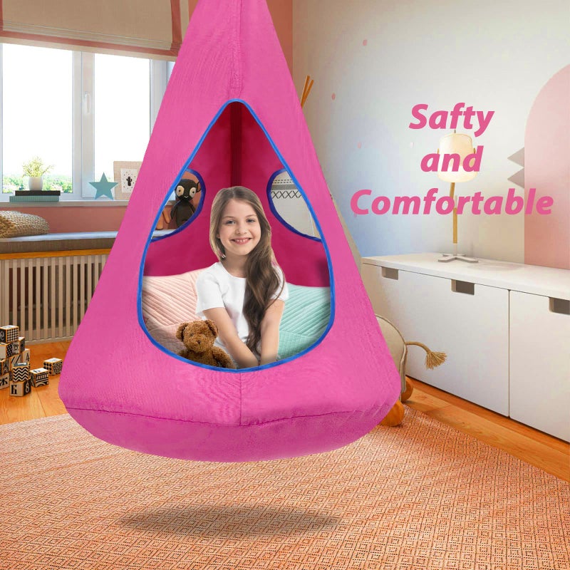 SUCHDECO Kids Nest Swing Chair, Hanging Hammock Chair with Detachable Play Tent for Outdoor and Indoor Use (32" D x 52" H), Sensory Swing for Kids (Pink) - Image 4