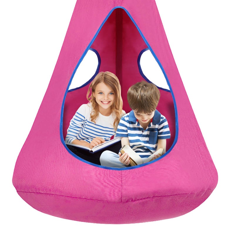 SUCHDECO Kids Nest Swing Chair, Hanging Hammock Chair with Detachable Play Tent for Outdoor and Indoor Use (32" D x 52" H), Sensory Swing for Kids (Pink) - Image 1