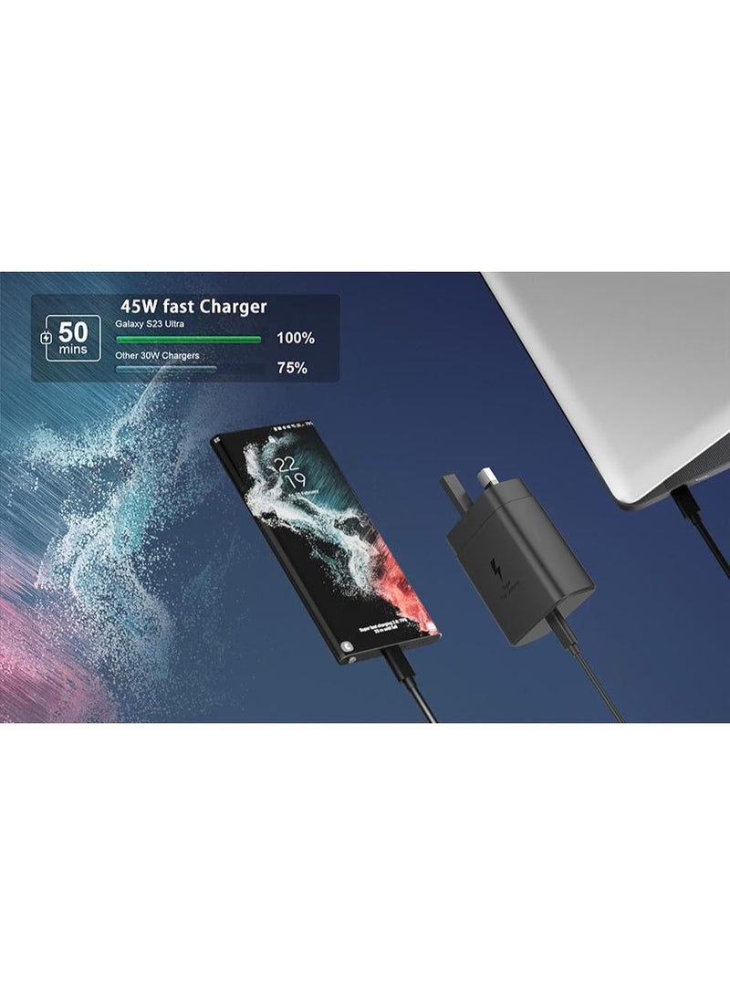 45W Super Fast Wall Charger, PPS Type-C Power Adapter for Samsung Galaxy S24 Ultra / S23 / S22, UK 3-Pin Plug - Image 3