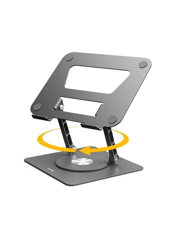 Ergonomic Laptop Stand – 360° Rotating Base – Adjustable Aluminum Holder for 10-16 Inch Laptops – Dark Grey