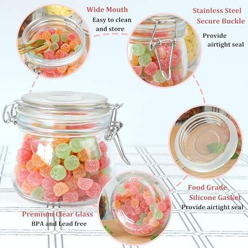 GMAEURL Glass Jar With Airtight Lid 16 Oz Set Of 2 Wide Mouth Airtight Food Storage Containers Leakproof Canister For CoffeeSugarChocolate ChipsCanningCandyCerealSpicePickleCookiesDried Fruits - Image 3