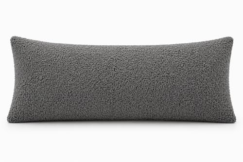Reafort Sherpa Body Pillow Cover 21" x 54", Plush Fleece Long Body Pillowcase with Zipper Closure, Ultra Soft Fluffy Cozy Decorative Pillow Cover (21"x54" Body Pillow Cover,Charcoal Grey) - Image 3