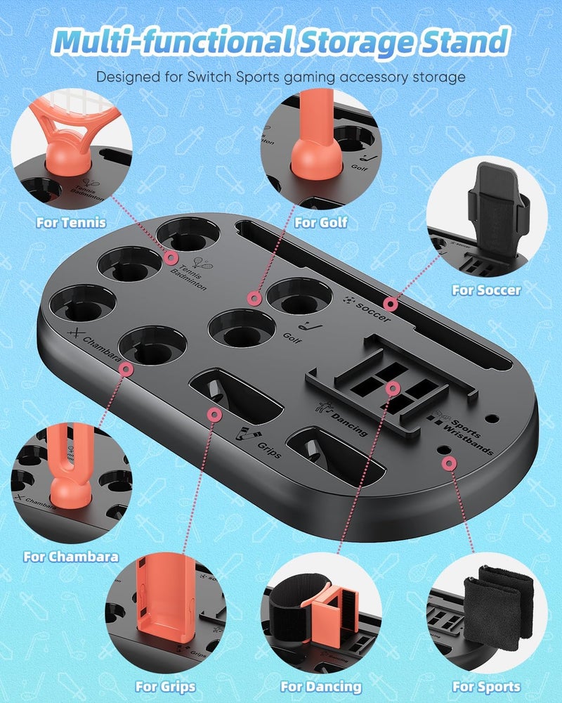 KOVA [For Switch 2/1/OLED] Sports Accessories Bundle for Nintendo Switch 2 (2025)/Switch 1 with Organizer Station,Family Party Sports Kit,Golf/Tennis/Dance/Sword/Soccer for Joycon &All-in-One Storage Stand - Image 3