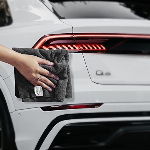 SOFTSPUN Microfiber Cloth - 3 pcs - 30x30 cms - 340 GSM Grey - Thick Lint & Streak-Free Multipurpose Cloths - Automotive Microfibre Towels for Car Bike Cleaning Polishing Washing & Detailing - Image 3