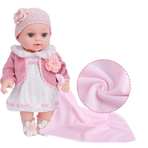 DOTVOSY 12" Girl Baby Dolls Playset Adoption Baby Doll with Clothes Accessories Include Outfits,Pacifier,Disposable Diaper,Blanket,Feeding Bottle Toy Stuff for Toddler 3 Ages and Up - Image 3