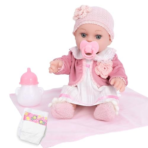 DOTVOSY 12" Girl Baby Dolls Playset Adoption Baby Doll with Clothes Accessories Include Outfits,Pacifier,Disposable Diaper,Blanket,Feeding Bottle Toy Stuff for Toddler 3 Ages and Up - Image 2