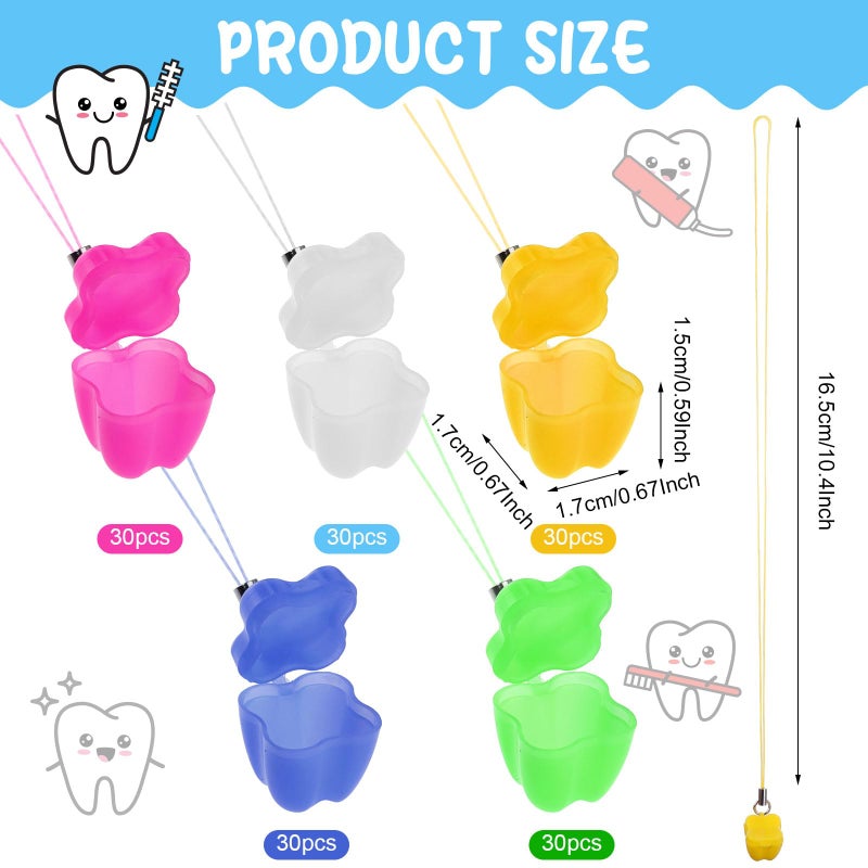 Haomian 150-Piece Tooth Saver Necklaces, Little Box for Lost Teeth, Milk Teeth Storage Cases for Children, Tooth Fairy Bag, School Classroom Party Supply - Image 2