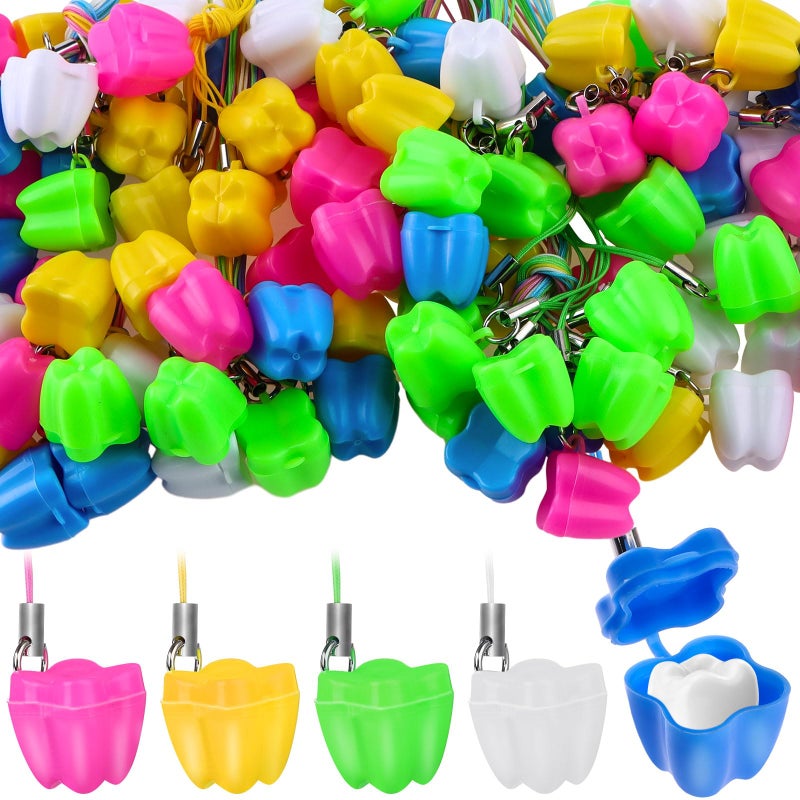 Haomian 150-Piece Tooth Saver Necklaces, Little Box for Lost Teeth, Milk Teeth Storage Cases for Children, Tooth Fairy Bag, School Classroom Party Supply - Image 1