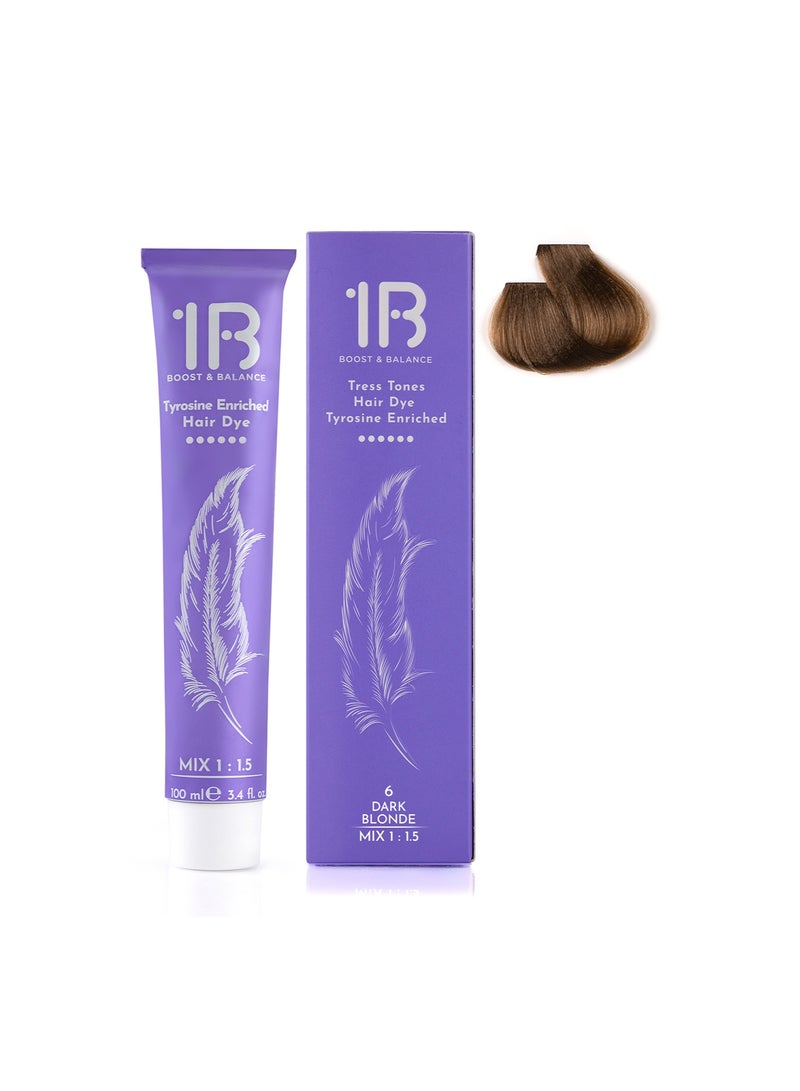 1B Hair Color Cream #6 Dark Blonde – Permanent Hair Dye with Tress Tones Tyrosine Complex | 100ml | Deep Natural Blonde Pigment | Long-Lasting Shine & Softness for Subtle, Sophisticated Color - Image 2