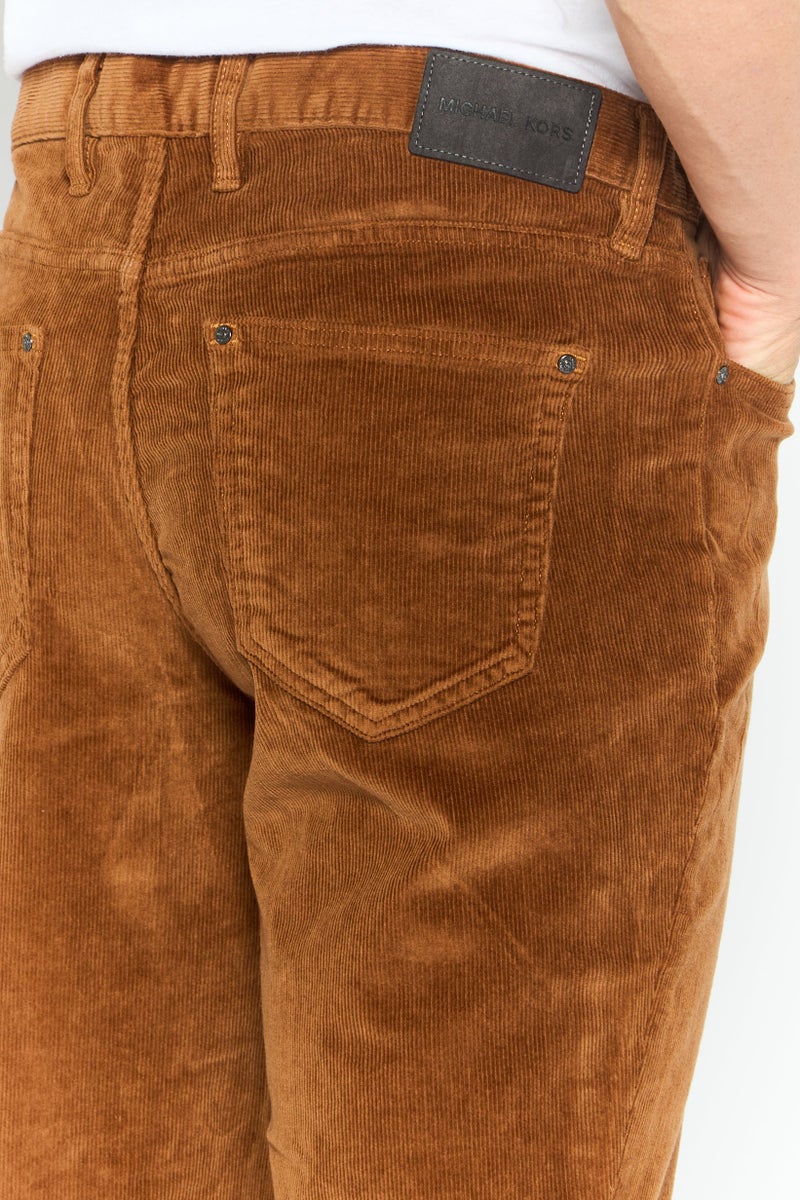 Michael Kors Men Slim Fit Ribbed  Corduroy Pants, Brown - Image 3