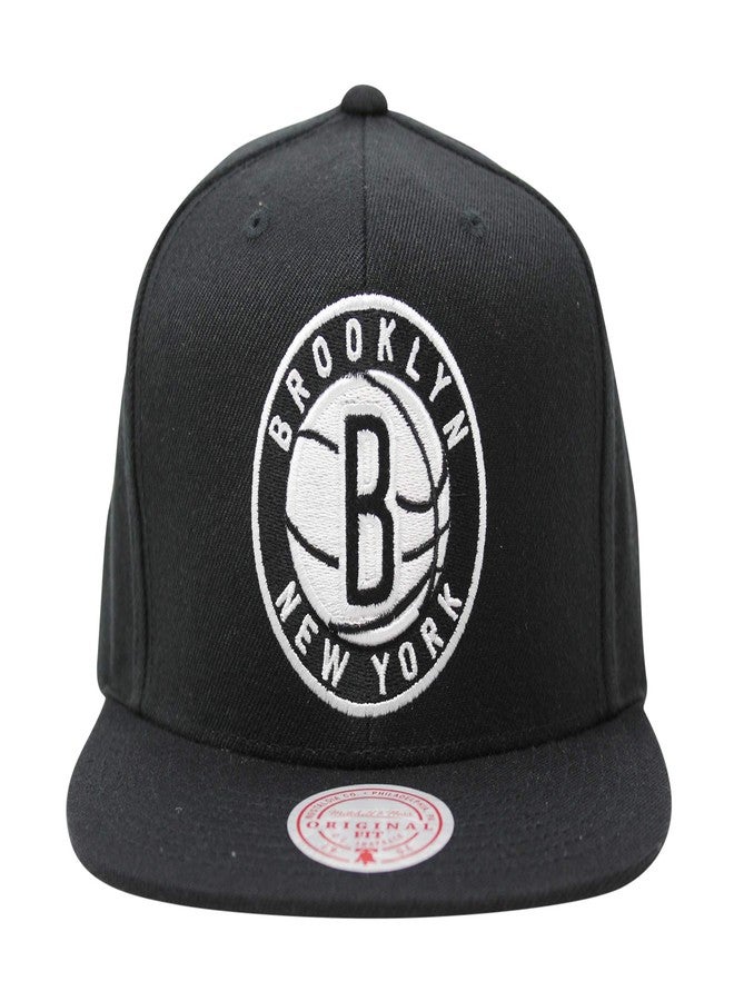 Mitchell & Ness Brooklyn Nets Snapback Hat for Men - Black/White/Grey Bottom - Basketball Cap for Men - Image 1