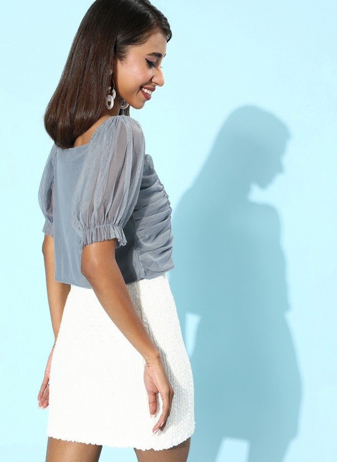 SASSAFRAS Stunning Blue Sleek Top for Women - Image 3