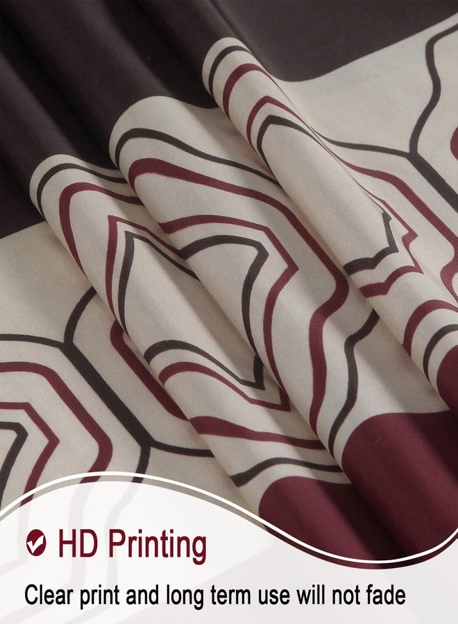 BESTRIPES Fabric Shower Curtain, Brown and Burgundy Color Block Cloth Shower Curtains for Bathroom, Waterproof Polyester Bathroom Curtains, 72" W x 72" H - Image 3